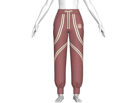 Girls Curved Double-Stripe Joggers 3D Model