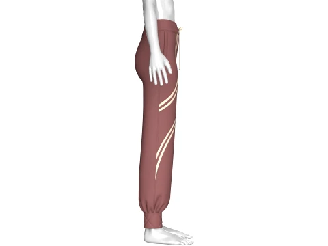 Girls Curved Double-Stripe Joggers 3D Model