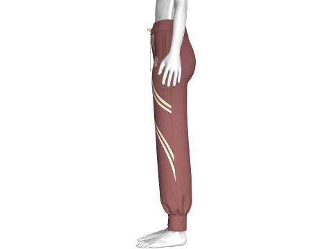 Girls Curved Double-Stripe Joggers 3D Model