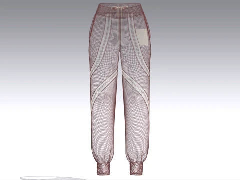 Girls Curved Double-Stripe Joggers 3D Model