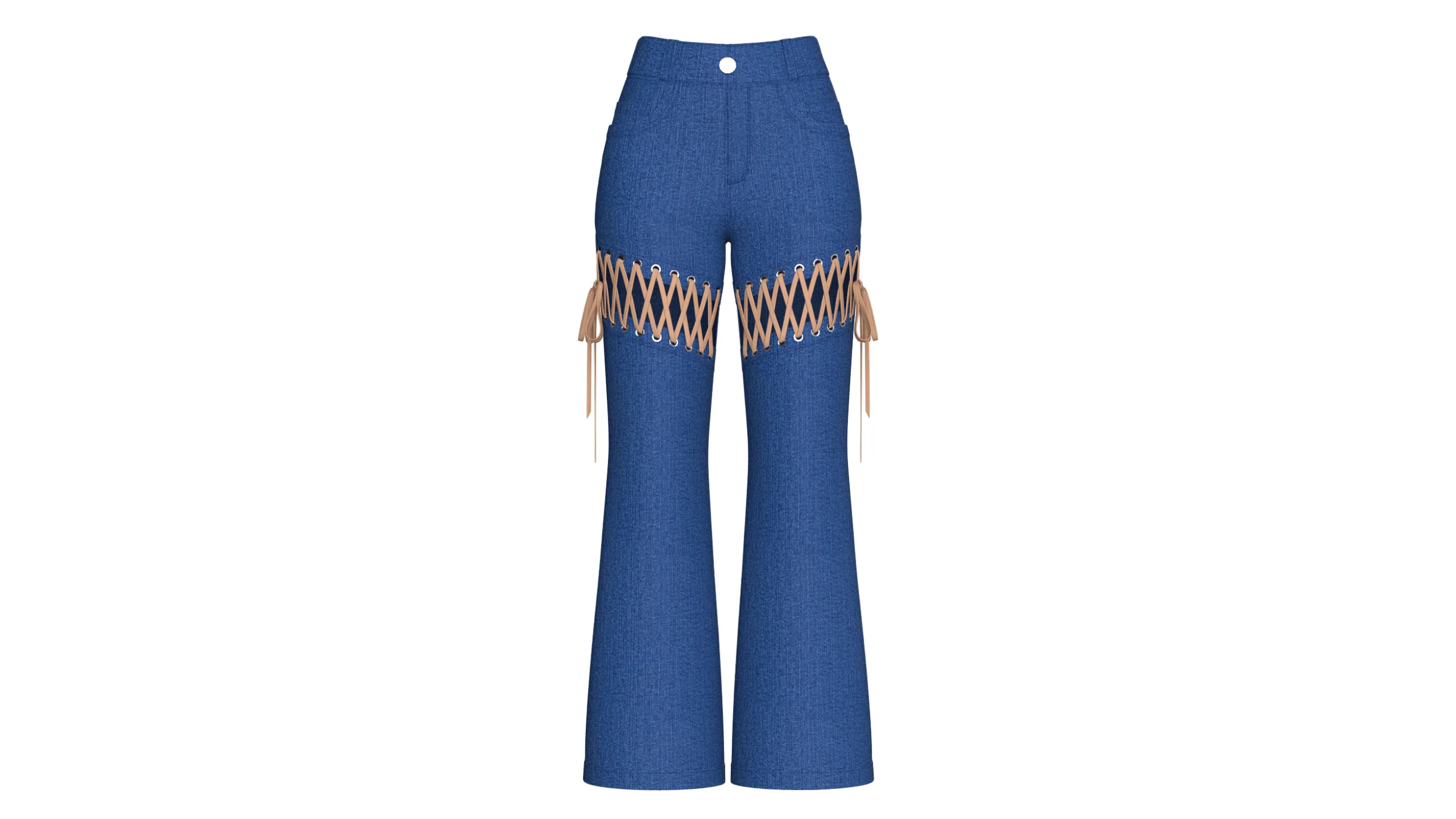 Girls Denim Lace-Up Cut Out Flared Pant 3D Model .c4d .max .obj .3ds .fbx .stl .blend