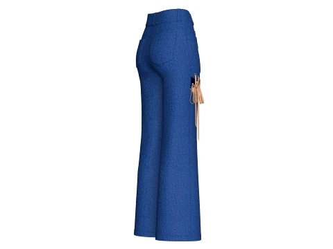 Girls Denim Lace-Up Cut Out Flared Pant 3D Model
