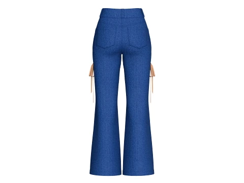 Girls Denim Lace-Up Cut Out Flared Pant 3D Model