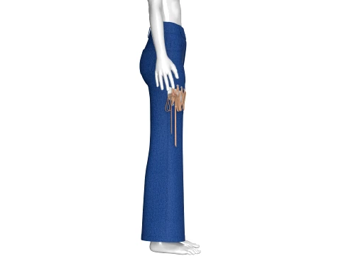 Girls Denim Lace-Up Cut Out Flared Pant 3D Model