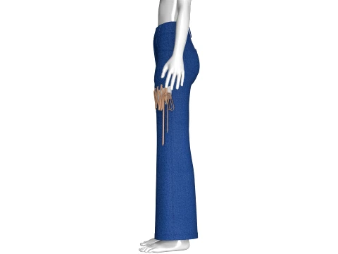 Girls Denim Lace-Up Cut Out Flared Pant 3D Model
