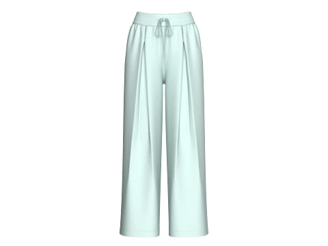 Girls Front Pleated Drawstring Wide-Leg Pant Modèle 3D