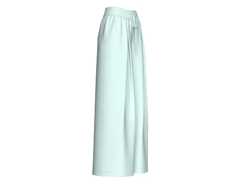 Girls Front Pleated Drawstring Wide-Leg Pant 3D Model