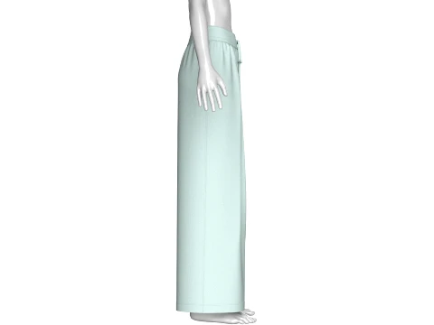 Girls Front Pleated Drawstring Wide-Leg Pant 3D Model