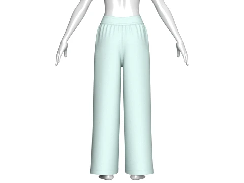 Girls Front Pleated Drawstring Wide-Leg Pant 3D Model