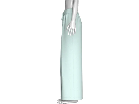 Girls Front Pleated Drawstring Wide-Leg Pant 3D Model