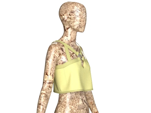 Girls Crop Top With Buckles 3D Model