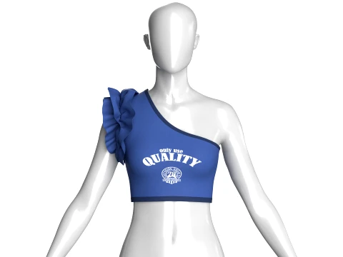 Girls One-Shoulder Ruffled Crop Top Modèle 3D