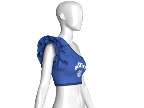 Girls One-Shoulder Ruffled Crop Top 3D Model