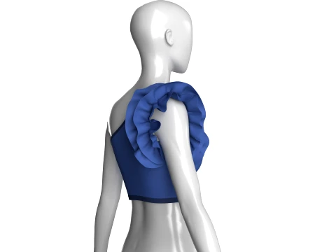 Girls One-Shoulder Ruffled Crop Top 3D Model