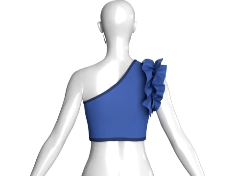 Girls One-Shoulder Ruffled Crop Top 3D Model