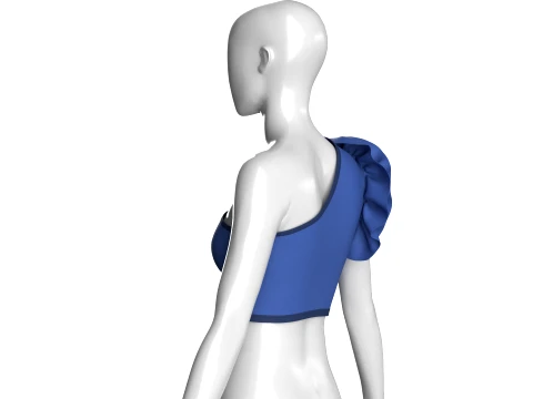 Girls One-Shoulder Ruffled Crop Top 3D Model