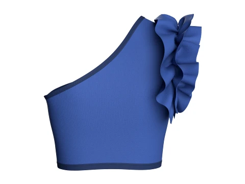 Girls One-Shoulder Ruffled Crop Top 3D Model