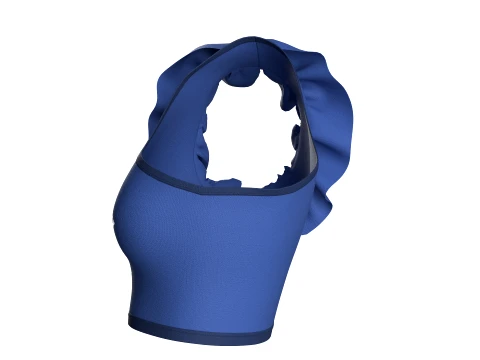 Girls One-Shoulder Ruffled Crop Top 3D Model