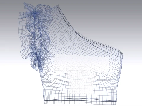 Girls One-Shoulder Ruffled Crop Top 3D Model