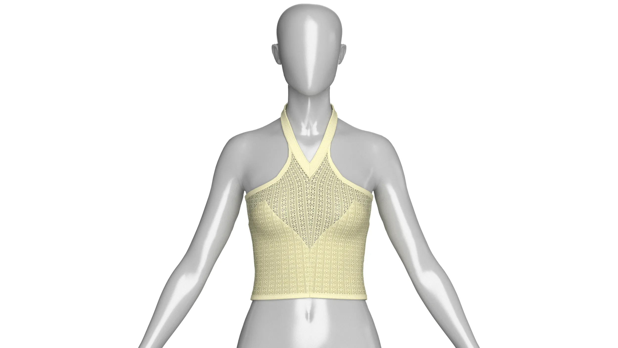 Girls Pointelle Knit Halter Crop Top 3D Model .c4d .max .obj .3ds .fbx .stl .blend 
