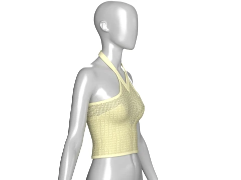 Girls Pointelle Knit Halter Crop Top 3D Model
