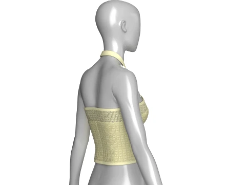 Girls Pointelle Knit Halter Crop Top 3D Model