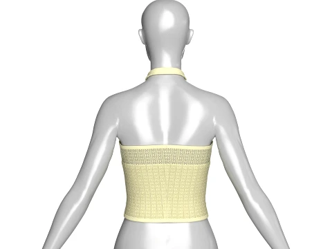 Girls Pointelle Knit Halter Crop Top 3D Model