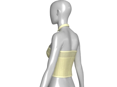 Girls Pointelle Knit Halter Crop Top 3D Model