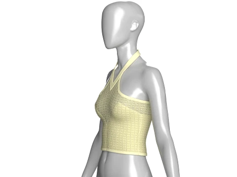 Girls Pointelle Knit Halter Crop Top 3D Model