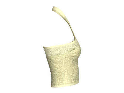 Girls Pointelle Knit Halter Crop Top 3D Model