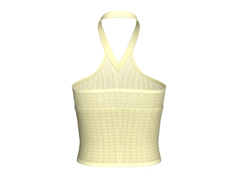 Girls Pointelle Knit Halter Crop Top 3D Model
