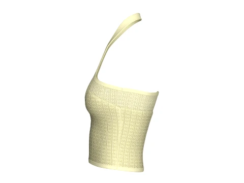 Girls Pointelle Knit Halter Crop Top 3D Model