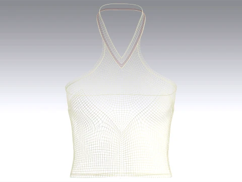Girls Pointelle Knit Halter Crop Top 3D Model