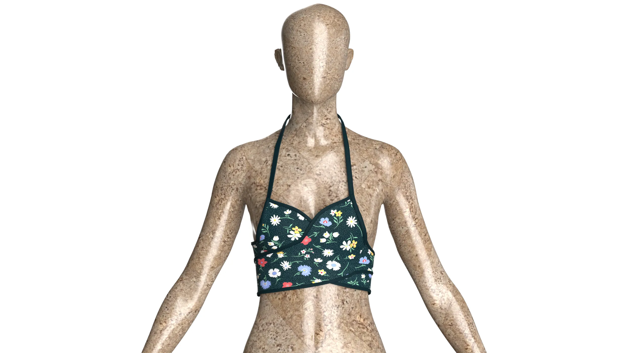 Girls Wrap Cross-Front Halter Crop Top 3D Model .c4d .max .obj .3ds .fbx .stl .blend 