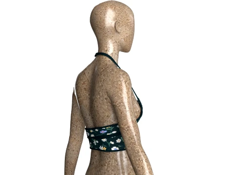 Girls Wrap Cross-Front Halter Crop Top 3D Model