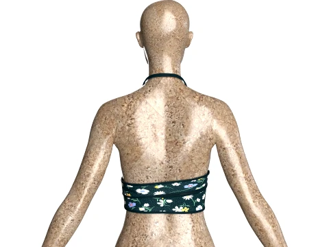 Girls Wrap Cross-Front Halter Crop Top 3D Model