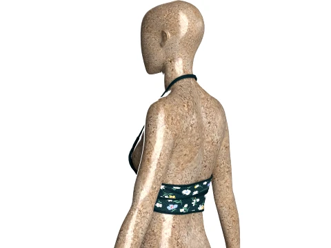 Girls Wrap Cross-Front Halter Crop Top 3D Model