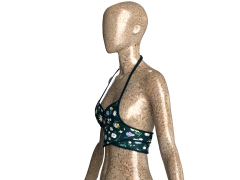Girls Wrap Cross-Front Halter Crop Top 3D Model