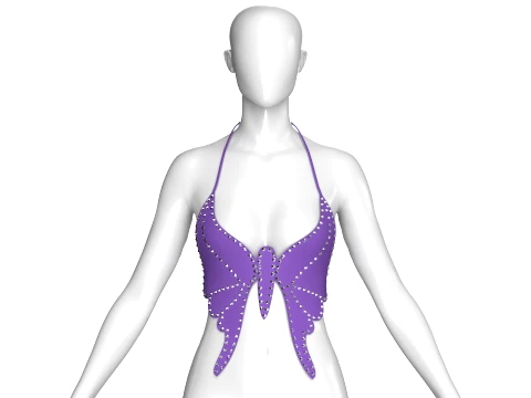 Girls Butterfly Halter Neck Top Modello 3D