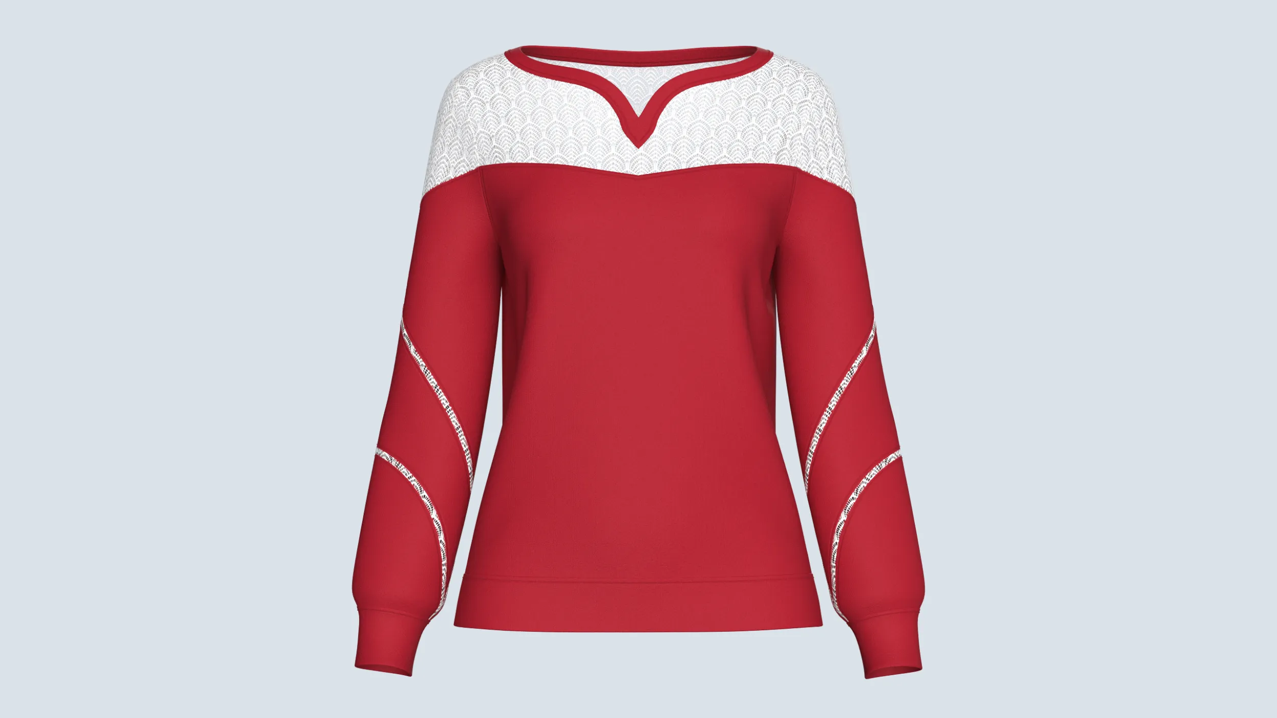Girls Lace Yoke Overlay Sweatshirt 3D Model .c4d .max .obj .3ds .fbx .stl .blend 