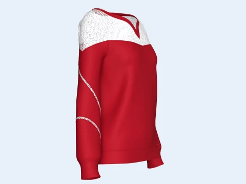 Girls Lace Yoke Overlay Sweatshirt 3D Model