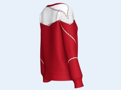 Girls Lace Yoke Overlay Sweatshirt 3D Model