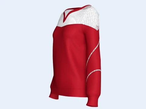Girls Lace Yoke Overlay Sweatshirt 3D Model