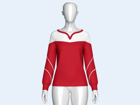 Girls Lace Yoke Overlay Sweatshirt 3D Model
