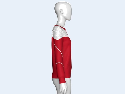 Girls Lace Yoke Overlay Sweatshirt 3D Model