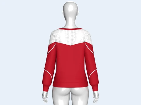 Girls Lace Yoke Overlay Sweatshirt 3D Model
