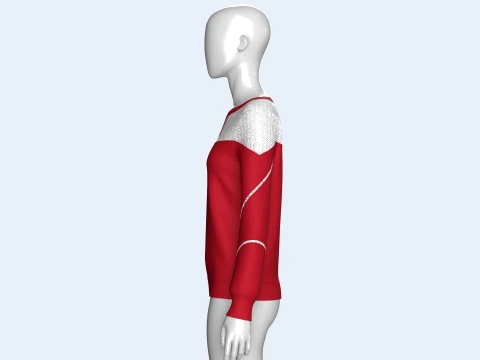 Girls Lace Yoke Overlay Sweatshirt 3D Model