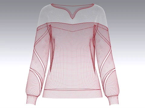 Girls Lace Yoke Overlay Sweatshirt 3D Model