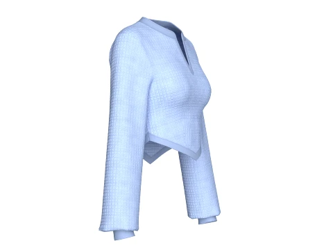 Girls Notch Neck Corset-Hem Crop Top 3D Model