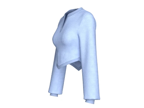 Girls Notch Neck Corset-Hem Crop Top 3D Model